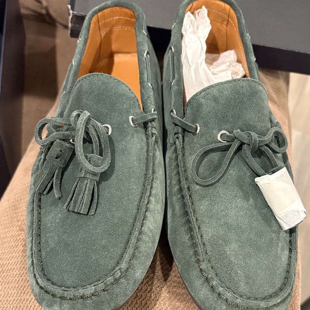 Ralph Lauren Purple Label Green Suede Loafers